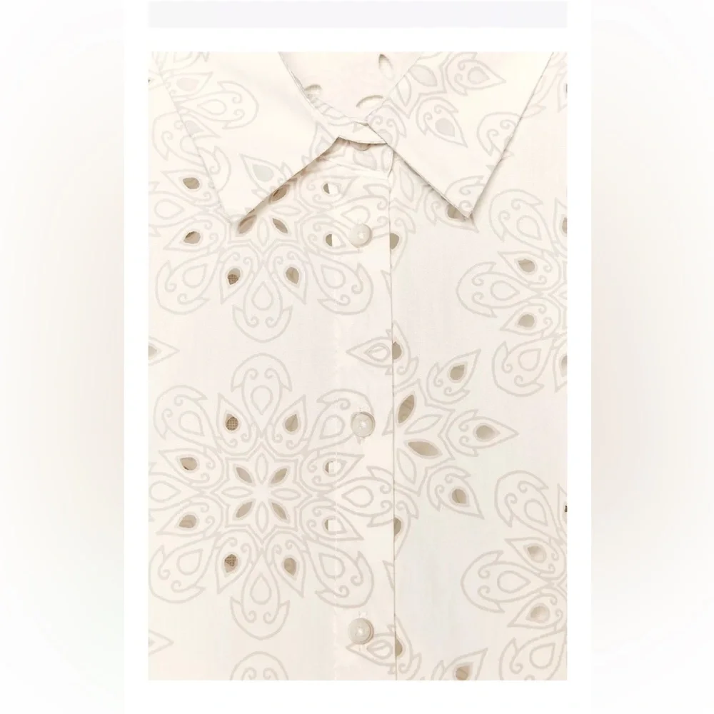 ZARA EMBROIDERED PERFORATED RUBBERIZED SHIRT - Picture 7 of 7